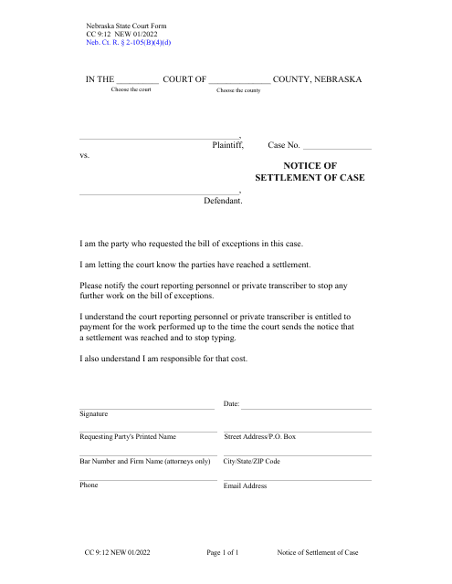 Form CC9:12  Printable Pdf