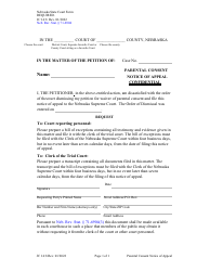 Document preview: Form JC14:8 Parental Consent Notice of Appeal - Nebraska