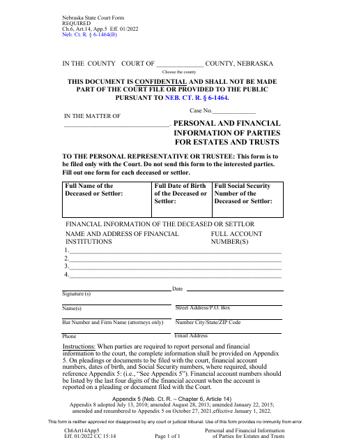 Form CH6ART14 Appendix 5  Printable Pdf