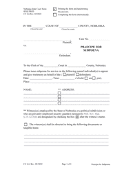 Form CC4:6 Praecipe for Subpoena - Nebraska