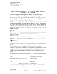 Document preview: Form CH6ART14 Appendix 6 Request Form for Copy of Digital Audio Record (County Court Only) - Nebraska