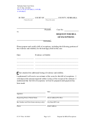 Form CC9:7 Request for Bill of Exceptions - Nebraska