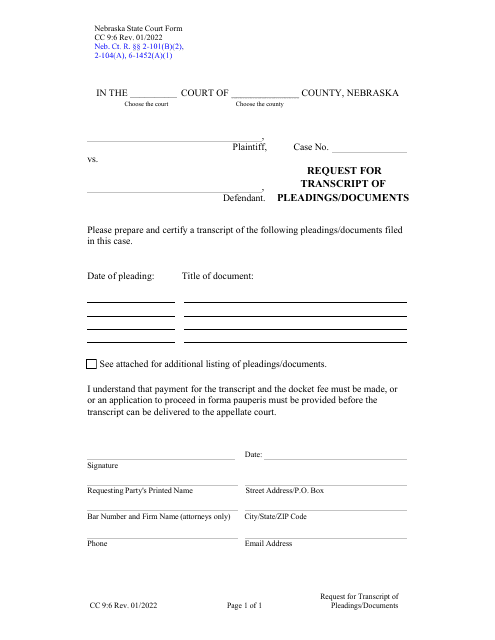 Form CC9:6  Printable Pdf