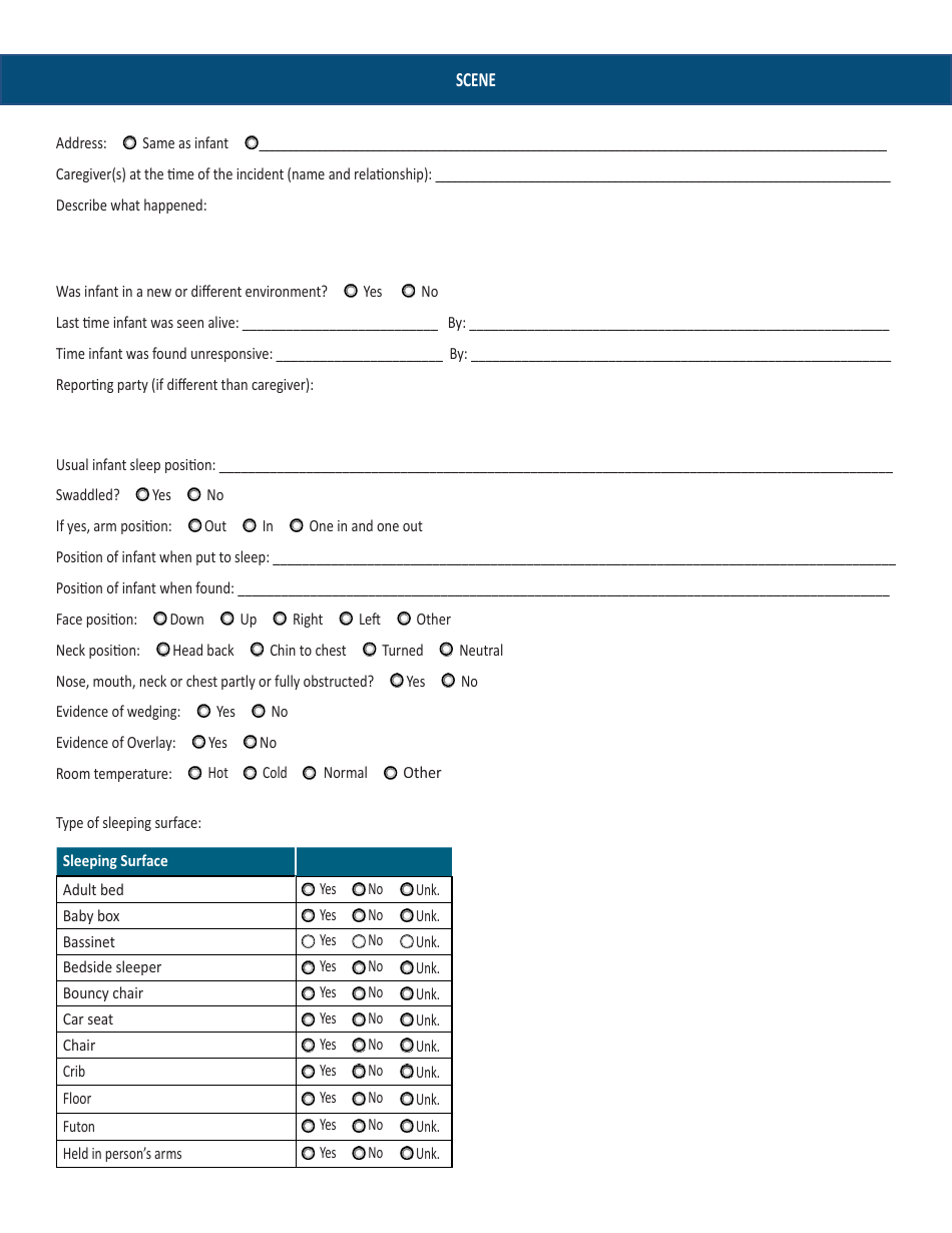 Sudden Unexpected Infant Death Investigation Reporting Form - Nebraska, Page 4