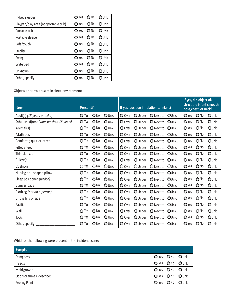 Sudden Unexpected Infant Death Investigation Reporting Form - Nebraska, Page 5