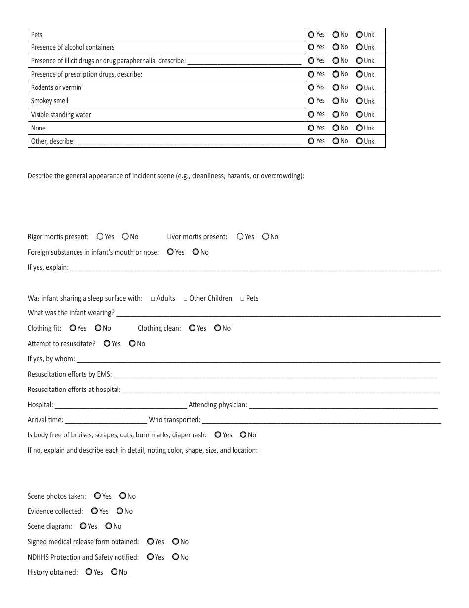 Sudden Unexpected Infant Death Investigation Reporting Form - Nebraska, Page 6