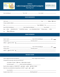 Document preview: Sudden Unexpected Infant Death Investigation Reporting Form - Nebraska