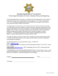 Document preview: Form DOC1953 Prison Rape Elimination Act Zero Tolerance Policy and Reporting - Nevada