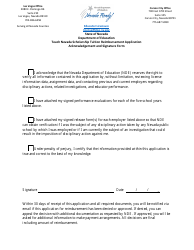Document preview: Teach Nevada Scholarship Tuition Reimbursement Application - Acknowledgement and Signature Form - Nevada