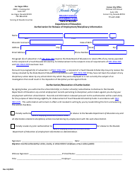 Authorization for Release of Employment/Disciplinary Information - Nevada