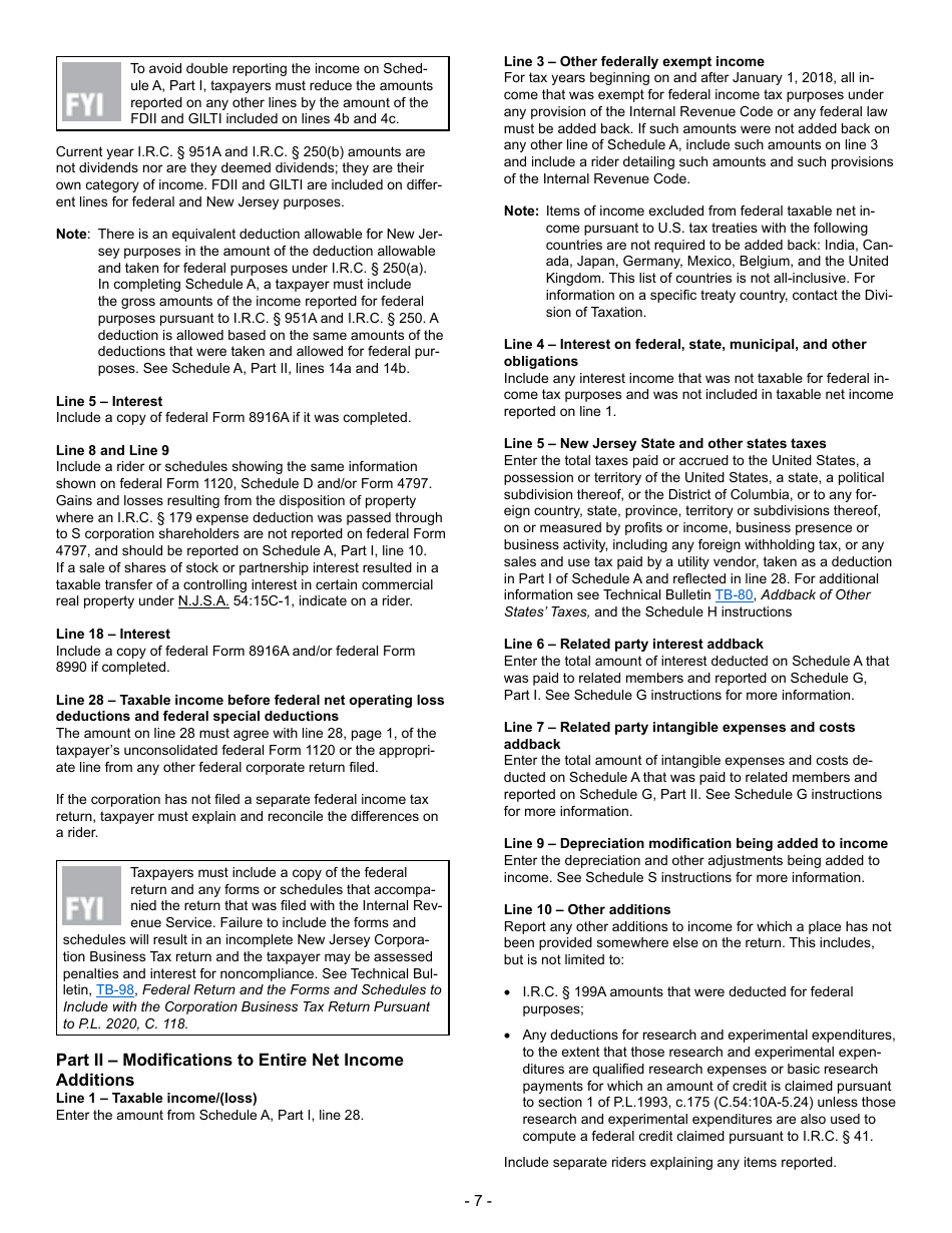 Instructions for Form BFC-1 Banking and Financial Business Tax Return - New Jersey, Page 7