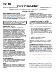 Document preview: Instructions for Form CBT-100 Corporation Business Tax Return - New Jersey