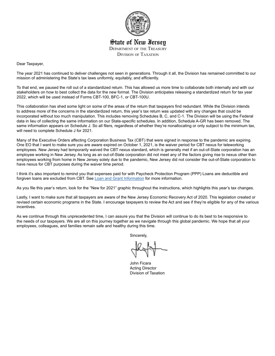 Instructions for Form CBT-100 Corporation Business Tax Return - New Jersey, Page 15