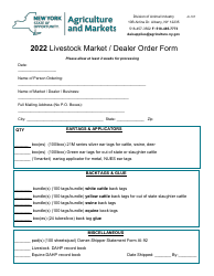 Document preview: Form AI-187 Livestock Market/Dealer Order Form - New York
