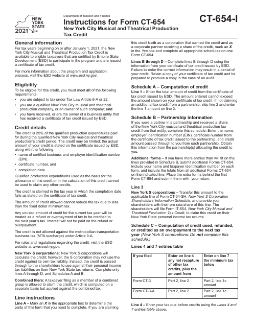 Form CT-654 2021 Printable Pdf