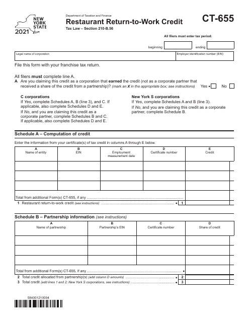 Form CT-655 2021 Printable Pdf