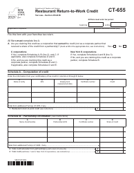 Form CT-655 Restaurant Return-To-Work Credit - New York