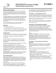 Instructions for Form CT-655 Restaurant Return-To-Work Credit - New York