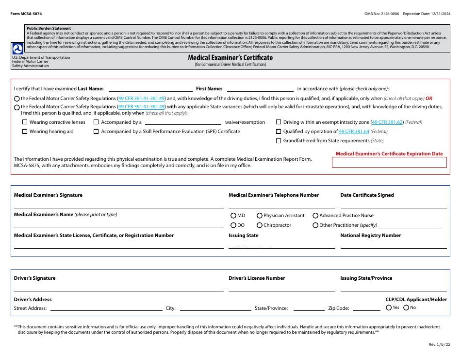 Form MCSA5876 Fill Out, Sign Online and Download Fillable PDF