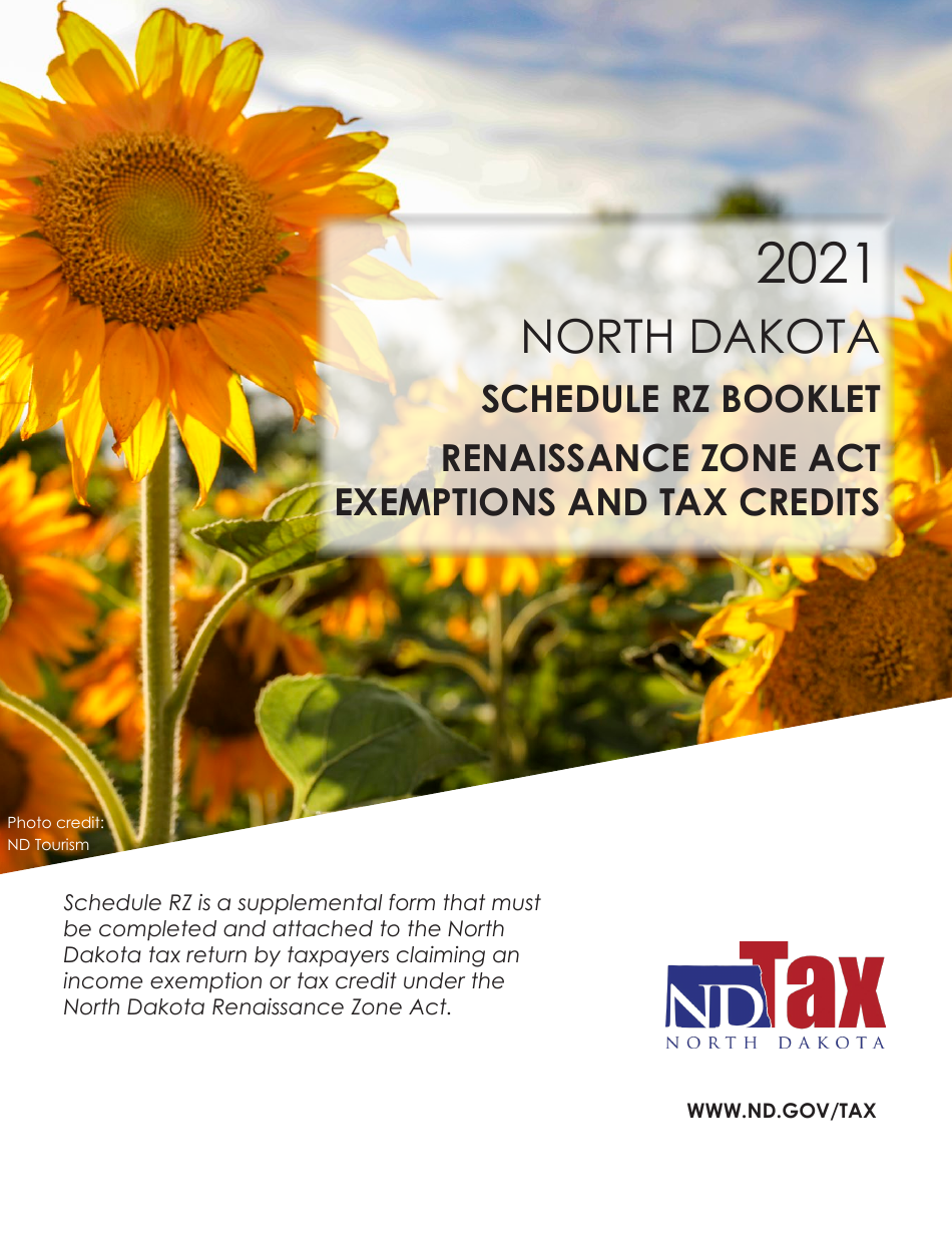 Instructions for Form SFN28706 Schedule RZ Renaissance Zone Income Exemption and Tax Credits - North Dakota, Page 1