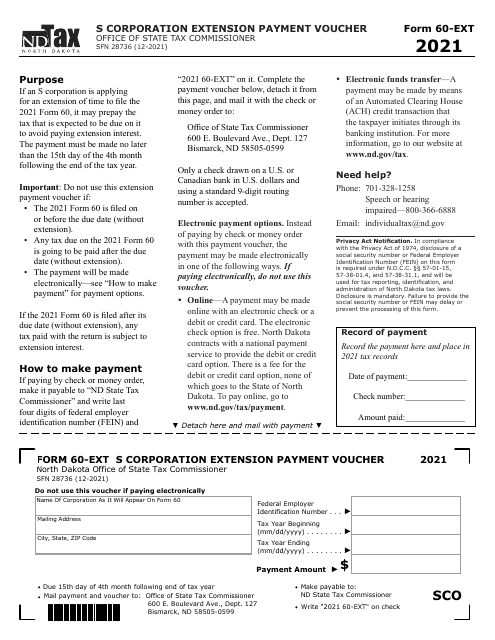 Form 60-EXT (SFN28736) 2021 Printable Pdf