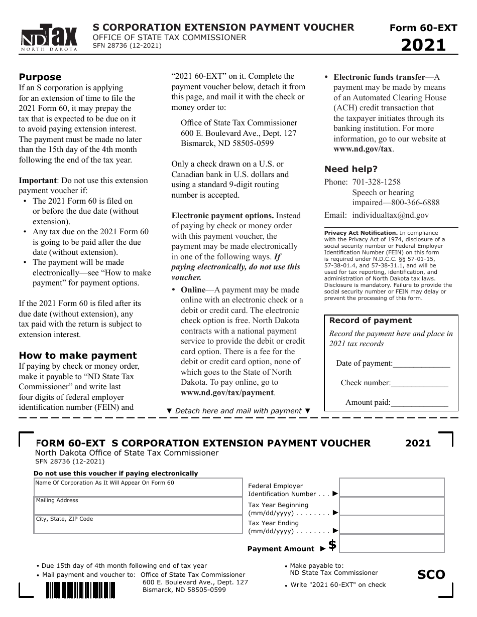 Form 60EXT (SFN28736) 2021 Fill Out, Sign Online and Download