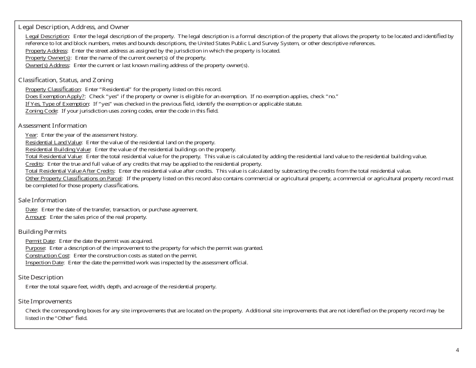 Property Record - Residential - North Dakota, Page 4