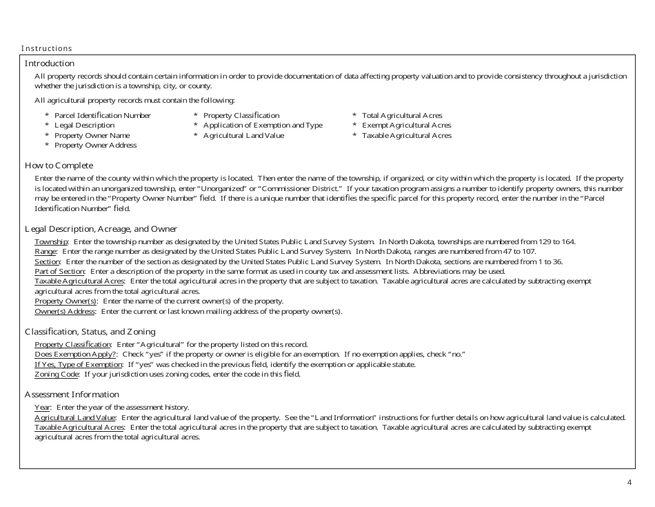 Property Record - Agricultural - North Dakota, Page 4