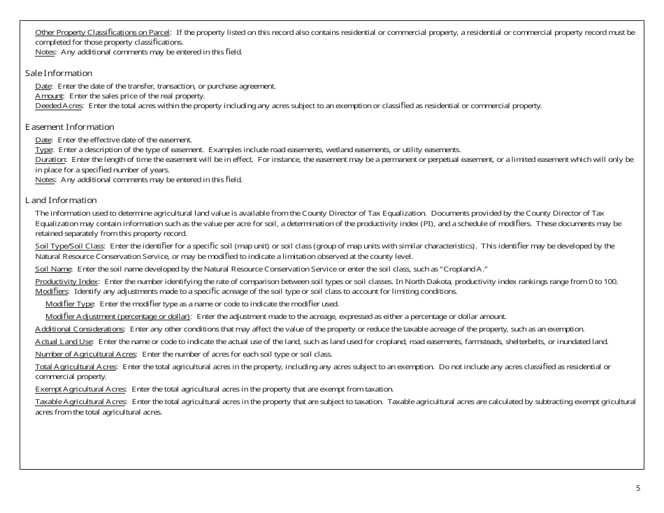Property Record - Agricultural - North Dakota, Page 5