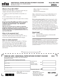 Document preview: Form ND-1PVR Individual Paper Return Payment Voucher - North Dakota, 2021