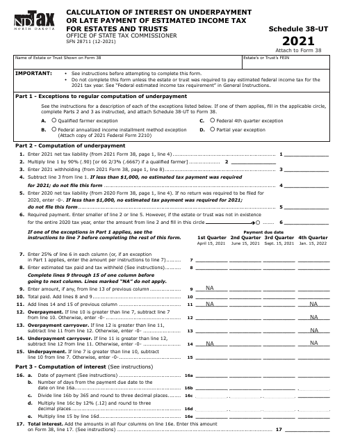 Form SFN28711 Schedule 38-UT 2021 Printable Pdf