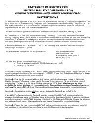 Statement of Identity for Limited Liability Companies (Llcs) Including Professional Limited Liability Companies (Pllcs) - New York, Page 2