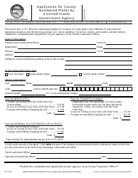 Form MV54 &quot;Application for County Numbered Plates by a United States Government Agency&quot; - Montana