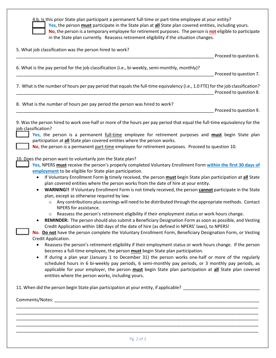 Npers State Plan Eligibility Checklist - Nebraska, Page 2