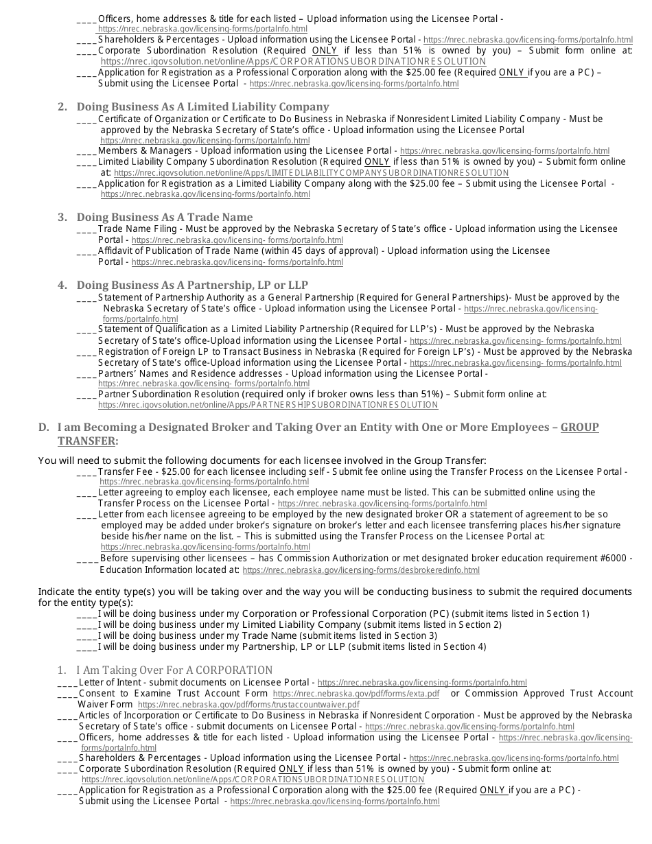 Transfer Checklist - Nebraska, Page 2