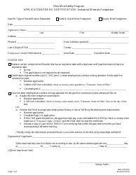 Document preview: Form DNR-744-4016 Application for Re-certification - Industrial Minerals Foreperson - Ohio Mine Safety Program - Ohio