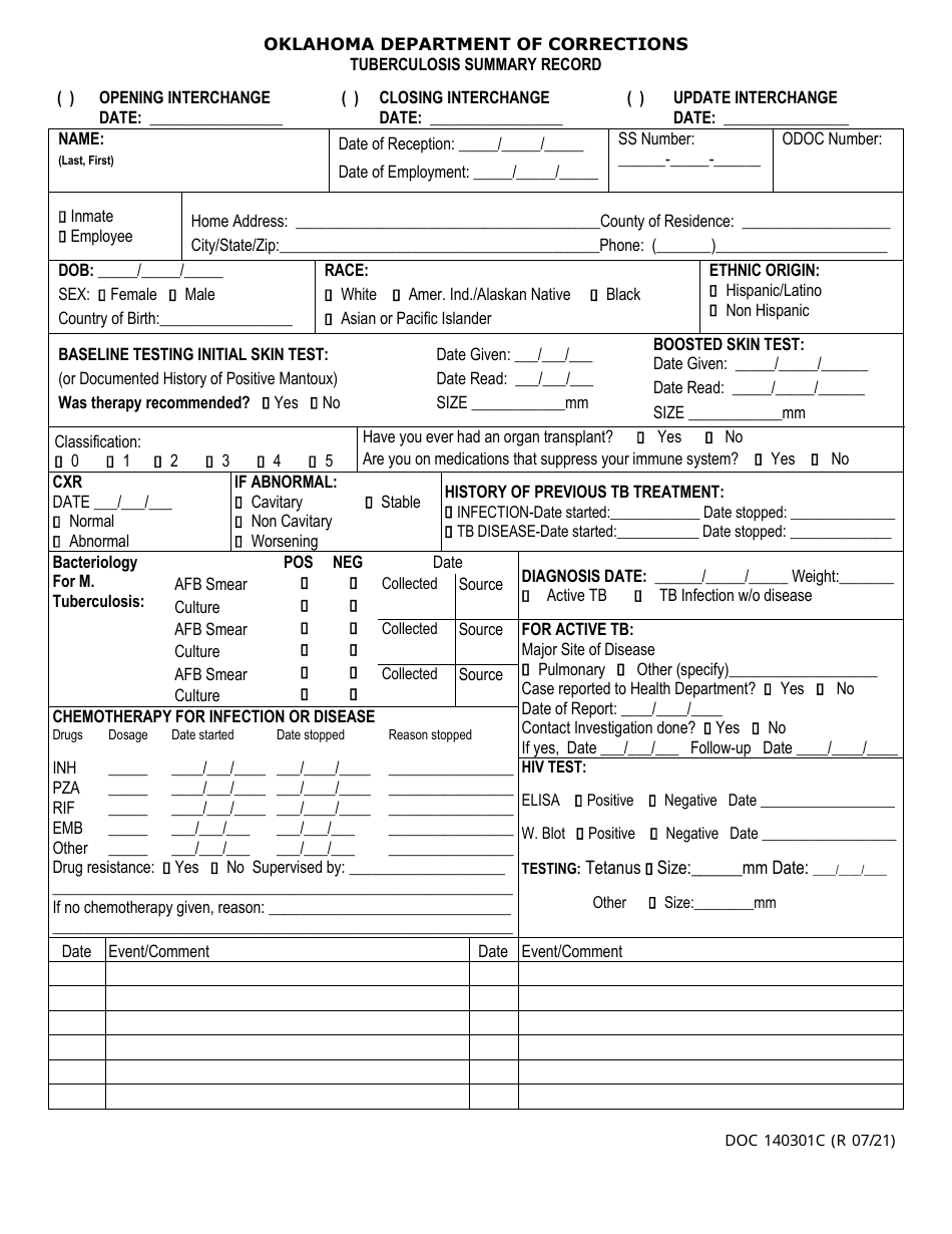 Form OP-140301C Download Printable PDF or Fill Online Tuberculosis ...