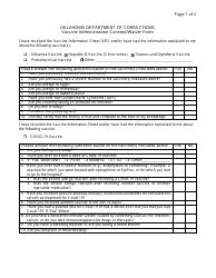 Form OP-140701B Vaccine Administration Consent/Waiver Form - Oklahoma