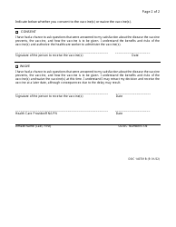 Form OP-140701B Vaccine Administration Consent/Waiver Form - Oklahoma, Page 2