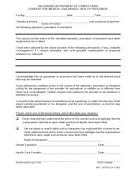 Document preview: Form OP-140701A Consent for Medical and Mental Health Treatment - Oklahoma