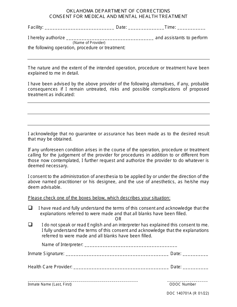 Form OP-140701A Download Printable PDF or Fill Online Consent for ...