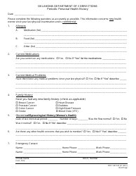 Form OP-140114C Initial Intake and Routine Physical Examination - Oklahoma, Page 2