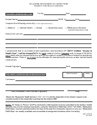 Document preview: Form OP-140117A Request for Health Services - Oklahoma