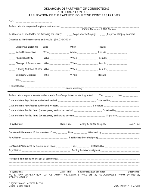 Form OP-140141A  Printable Pdf