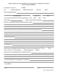 Document preview: Form OP-140127B Evaluation Summary - Mental Health Unit, Intermediate Care Housing Unit, or Habilitation Program - Oklahoma