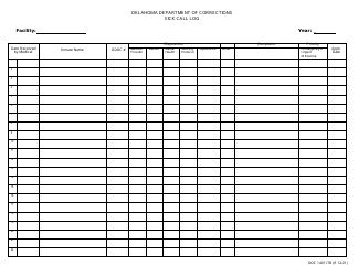 Document preview: Form OP-140117B Sick Call Log - Oklahoma