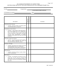 Document preview: Form OP-140141D Certification Checklist for Safe/Therapeutic Seclusion/Restraint Cell - Oklahoma