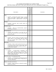 Form OP-140141D Certification Checklist for Safe/Therapeutic Seclusion/Restraint Cell - Oklahoma, Page 2