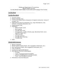 Form OP-140201D Facility Mental Health Needs Assessment and Strategic Plan Format - Oklahoma