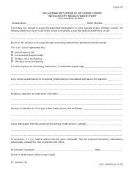 Form OP-140652A Involuntary Medication Report - Oklahoma, Page 2